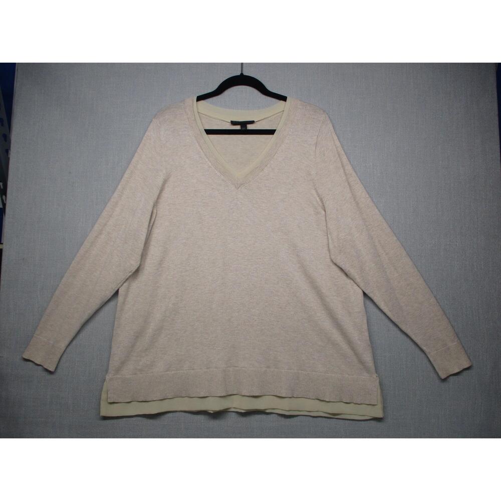 Lane Bryant Beige Layered Hem Relaxed Fit Vneck shirt Womens‎ Size 22/24